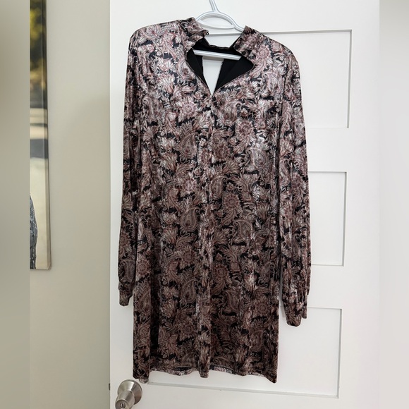 MELLODAY Black and Pink Paisley Long Sleeve Dress - Picture 4 of 5